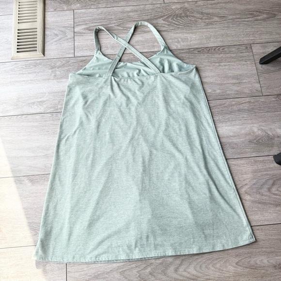GapFit Brushed Tech Jersey Dress with Built in Shorts in Sage - Picture 13 of 15